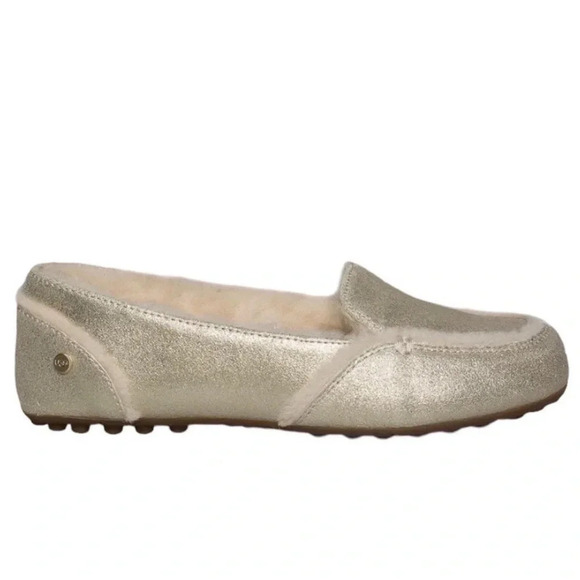 UGG HAILEY METALLIC PLATINUM GOLD SLIPPERS 
SIZE 9 - Picture 1 of 6